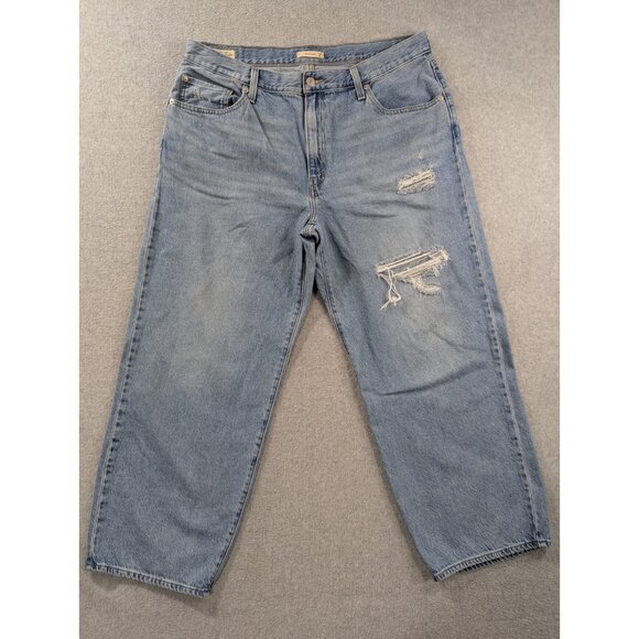 Levi's Other - Levis Premium Jeans Mens 34x30 Blue Baggy Dad Straight Distressed Whiskers Big E